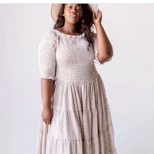 Smocked Floral Maxi Dress 1X